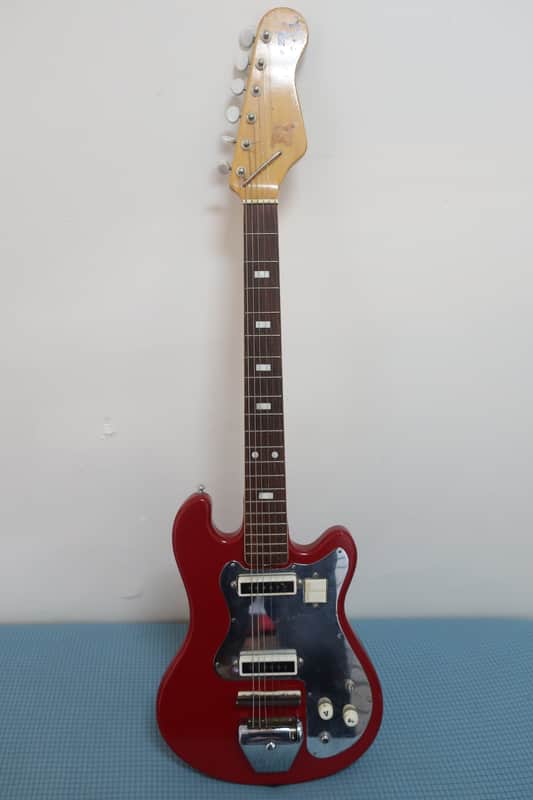 Vintage 1960s Teisco Guyatone Kent Bizarre Guitar 2 PU Small Body Surf Machine Lots O' Chrome Velvet Underground Played A Similar One! - Very Good