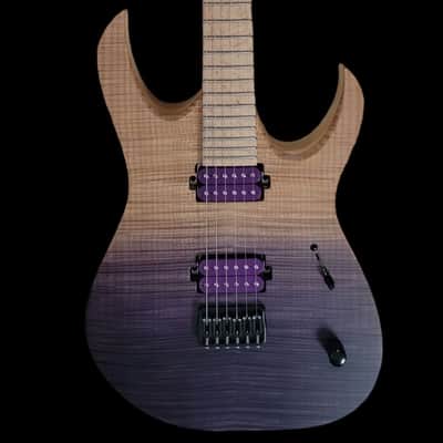 Mayones Duvell Elite Purple Horizon Flame Maple Top 5A Birdseye Maple Fingerboard image 2