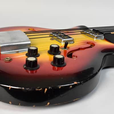 1960's Hohner Bartell Original Vintage Semi-Hollow Fretless Electric Bass Guitar image 4