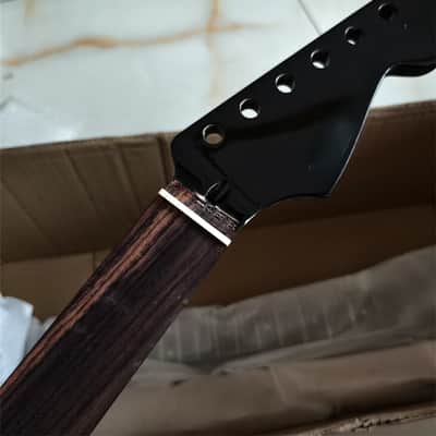 Fretless Electric guitar neck part 22 Fret 25.5 Inch Rosewood Black Gloss image 3