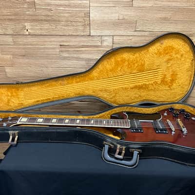 Carlo Robelli SG Style guitar  1970's  MIJ- Red/brown burst w/OHSC image 24