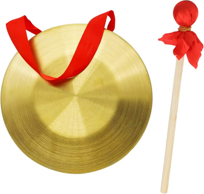 15cm 5.9in Traditional Percussion Instrument Gong with Wooden Hammer Beater Mallet & Hanging String image 1