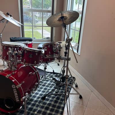 SUPER RARE Yamaha Oak Custom MIJ Trans Red 7-Piece Drums Plus Hardware! image 7