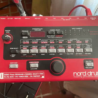 Nord Drum 2 6-Channel Modeling Percussion Synthesizer with Pad Controller 2014 - 2016 - Red with Black Pads image 1