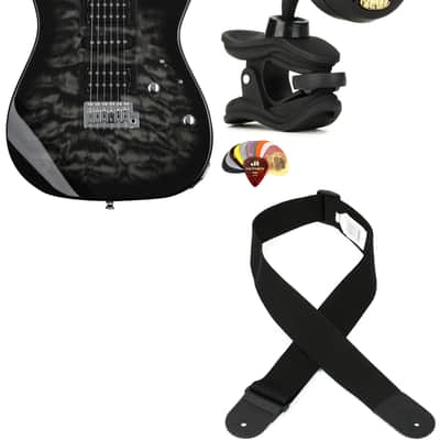 Ibanez Gio GRX70QA Electric Guitar - Transparent Black Sunburst Bundle with Snark ST-8 Super Tight Chromatic Tuner... (4 Items) image 1