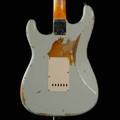 2023 Fender Custom Shop 1960 Stratocaster Heavy Relic - Aged Sonic Blue Over 3-Color Sunburst image 4