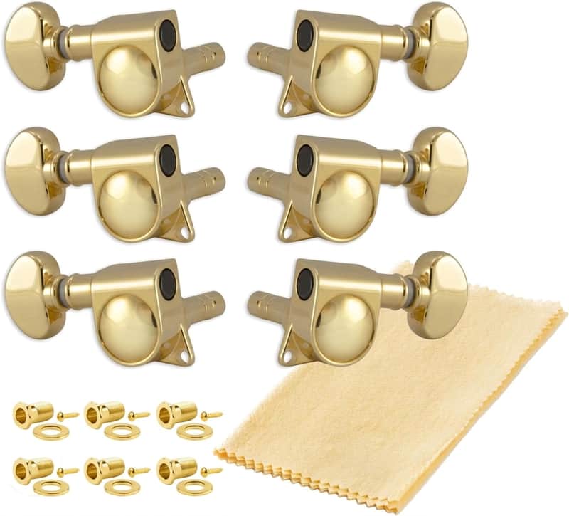 Guitar Tuners, Tuning Machines Set 3+3 18:1 Gold Mid-Size Tuning Keys image 1