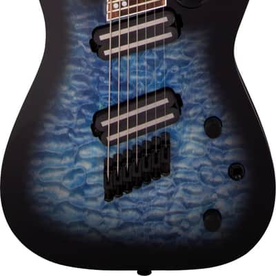 Jackson X Series Soloist Arch Top SLATX7Q MS Electric Guitar. Laurel FB, Multi-Scale, Transparent Blue Burst image 1