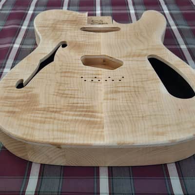 Woodtech Routing - Alder/Flame Maple Telecaster Thinline Body - Unfinished image 4