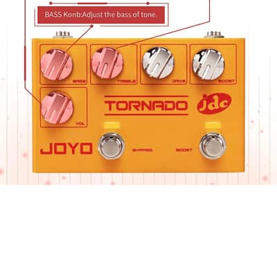 Joyo Tornado R21 2023 - Gold Red JOYO Overdrive Effect Pedal Dual Channel with Independent Footswitch for Electric Guitar - JDC Signature (TORNADO R-21) image 3