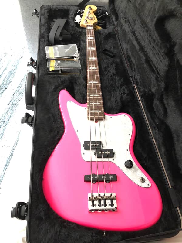 Fender American Jaguar bass - Mark Hoppus mod 2015 Neon Magenta image 1