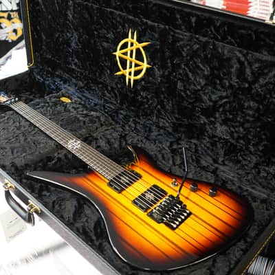 Schecter USA CUSTOM SHOP Synyster Gates FR Vintage Sunburst w/Pinstripes 6-String Electric Guitar w/ Black Tolex Case image 7