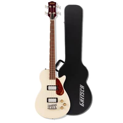 Gretsch Streamliner Jet Club Single Cut Vintage White Bass Guitar Bundle image 1