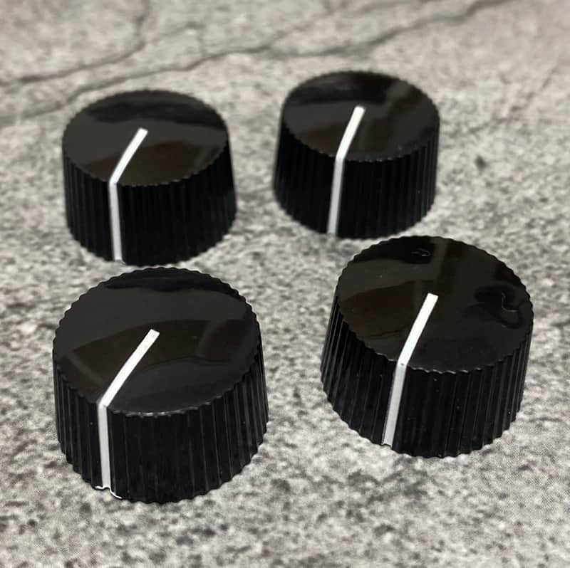 4x Black Cupcake Knobs Serrated Guitar Pedal Round Amp Radio Control Pointer Knob 6.35mm 1/4" image 1