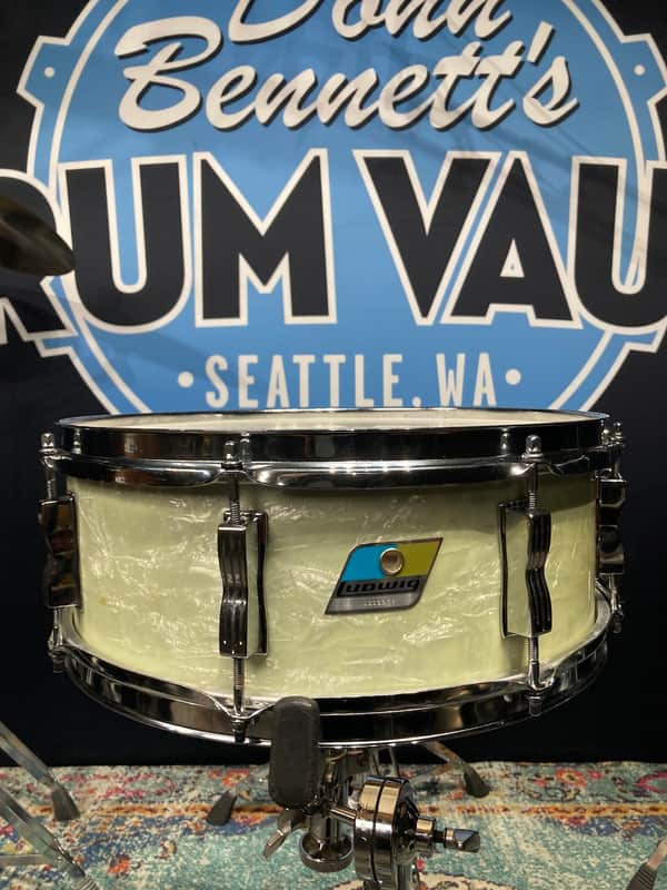 Ludwig - 14x5" 3 Ply Classic, 8-Lug Snare Drum 1976 - White Marine Pearl image 1