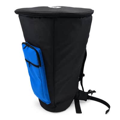 Zaza Percussion Djembe Drum Bag – Padded African Drum Carry Case with Backpack Straps-Blue Pocket – 10" x 20" x 9 image 3