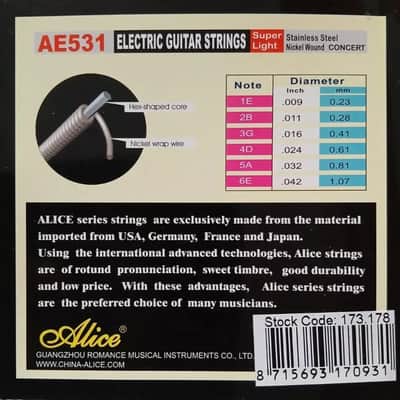 Alice Electric Guitar Strings NICKEL & STAINLESS STEEL 3 Set Bundle .009 - .042 image 3