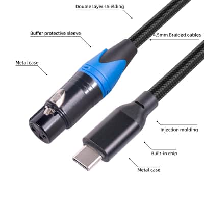 USB C Male to XLR Female Microphone Cable 10 FT, Type-C XLR Stereo Audio Cord Link Converter Cable, Plug and Play P&P Audio Adapter for Recorder, Smartphone, Laptop image 2