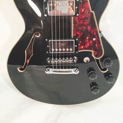 D'Angelico-Premier Mini DC Semi-Hollow Body Electric Guitar-Black Flake-w/Gig Bag image 2