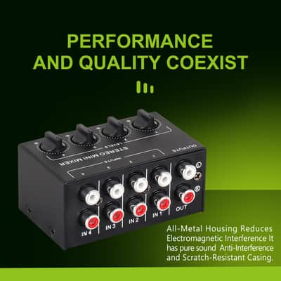 CX400 Mini Stereo Audio Mixer 4 Channel Passive Mixer 1 Input 4 Output Splitter image 4