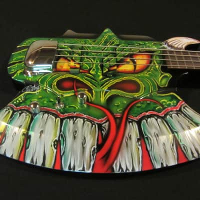 Gene Simmons Cort Axe Bass - Custom Painted by Gentry Riley - Green Serpent image 1