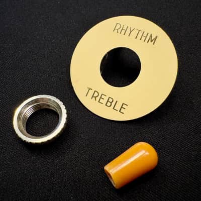 Gibson Burst Switch Upgrade Set UNAGED NOS Poker Chip Bakelite (Amber Catalin) Switch Tip and Heavy Knurled Switch Nut 1958 1959 non-relic image 1