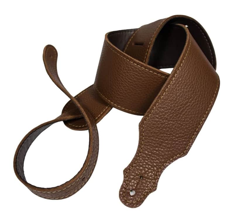 Franklin Strap 2.5" Leather with Leatherette Backing Guitar Strap Caramel/Gold Stitching image 1