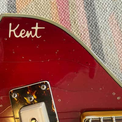 Kent 834 1960's Cherry Red Semi Hollowbody Guitar with white trim image 11