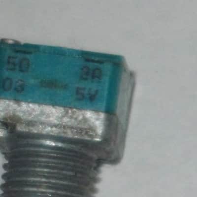 used (is fine / works fine) BOSS / ALPS potentiometer, 50 3A 03 5V, D Shaft, JAPAN, 1990s - 2010s - POT: blue, silver / NUT: gray (NO pedal, NO knob, NO other items) teal, square image 4
