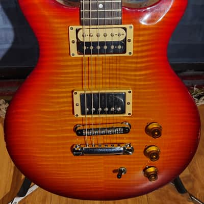 USA Hamer 1997 Studio Archtop Maple Flame Carved Top Cherry Sunburst And Hamer Hard Case image 10