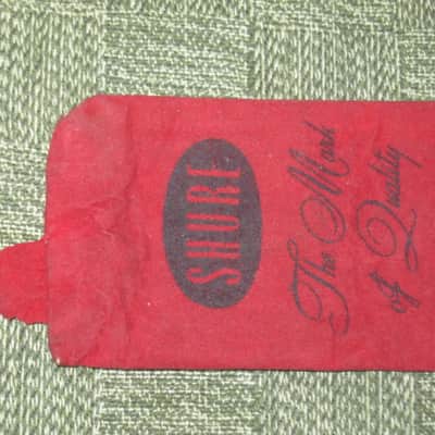 vintage Shure microphone pouch 1960s / 1970s - Outer areas: red thin velvet with black graphic / Inner areas: tan thin canvas (11 & 1/8" x 3") image 11
