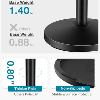 Desktop Microphone Stand, Upgraded Adjustable Table Mic Stand with Mic Clip and 5/8" Male to 3/8" Female Screw for Blue Yeti Snowball Spark & Other Microphone image 4