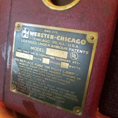 Webster-Chicago Wire Recorder all original 6SN7 6V6 tube amp AlNiCo tiny driver mono 288-1R  1950s - red-brown tolex image 17