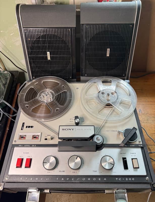 Sony TC-200 Vintage Reel to Reel Tape Recorder Tested Serviced w/ Accessories