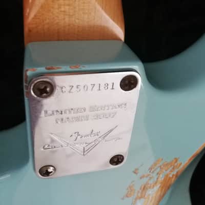 Fender Stratocater Custom Shop Relic 62 L.E. Namm 2007 Daphne Blue Abigail Ybarra handwound 2007 - Daphne Blue image 9