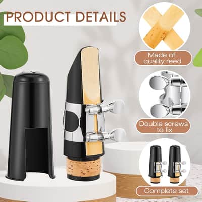 2 Sets Clarinet Mouthpiece kit Reeds 2.5 Mouthpiece Kit with Ligature Plastic Cap image 3