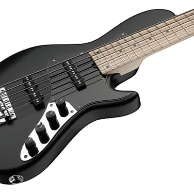 Sadowsky MetroLine 24-Fret Singlecut Vintage Bass 5 String, Swamp Ash Body, Solid Black Satin image 5