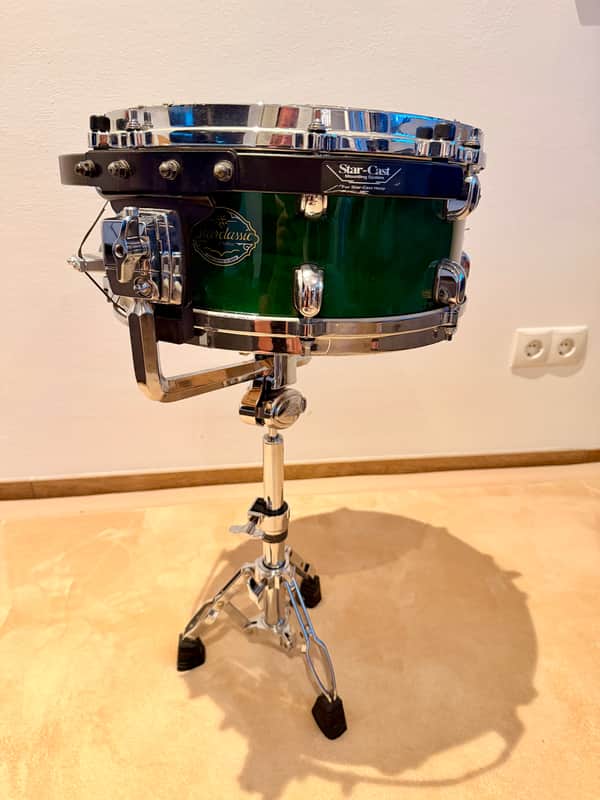 Tama Starclassic Maple 14x6.5 British Racing Green MIJ + Original Air Ride System + Stand image 1