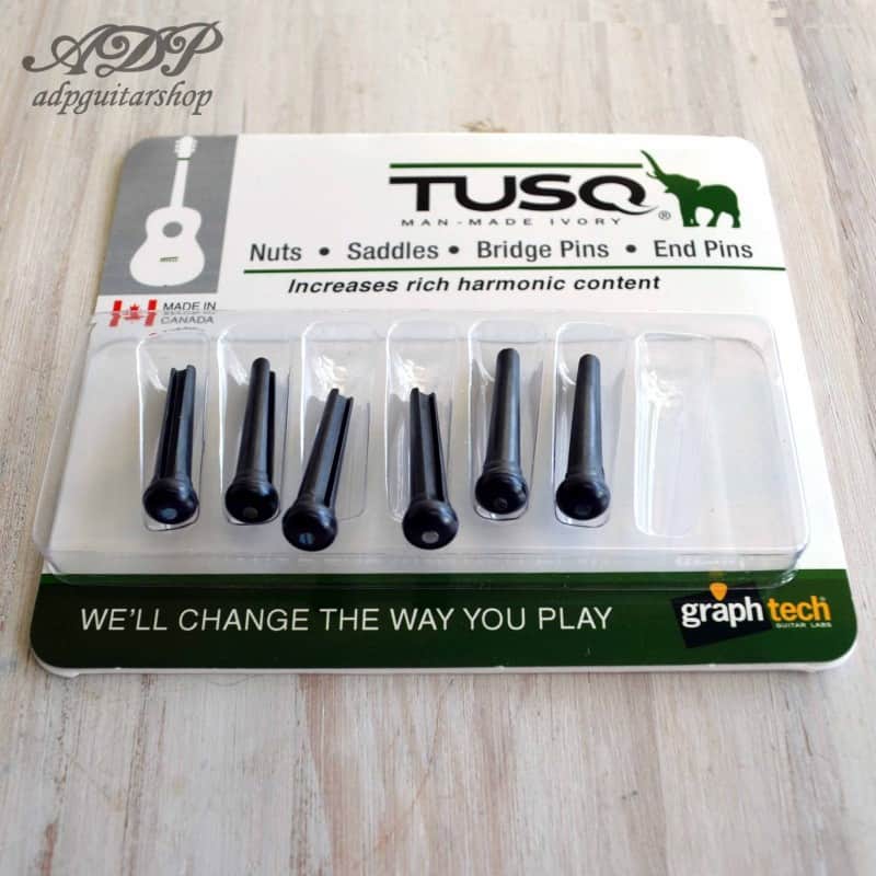 Tusq traditional black bridge pins set 5.1mm (6 PCS) with paua dots image 1