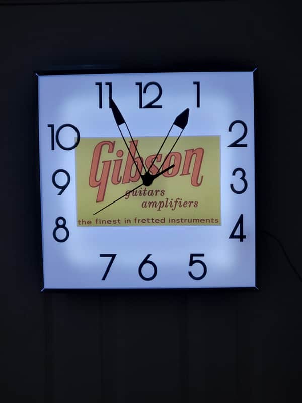 1950's Gibson Dealer Style Square Light Up Clock Killer Cool Mancave, Bar, Garage Item image 1