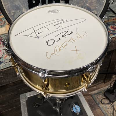 Frankie Banali's Quiet Riot, Canopus 4-Piece Set, 26", 18", 16", 14" , 6.5x14 Brass Snare. 2010 - Green Sparkle, Bonham Sizes! With Hardware and Frankie's Stick Bag! image 8