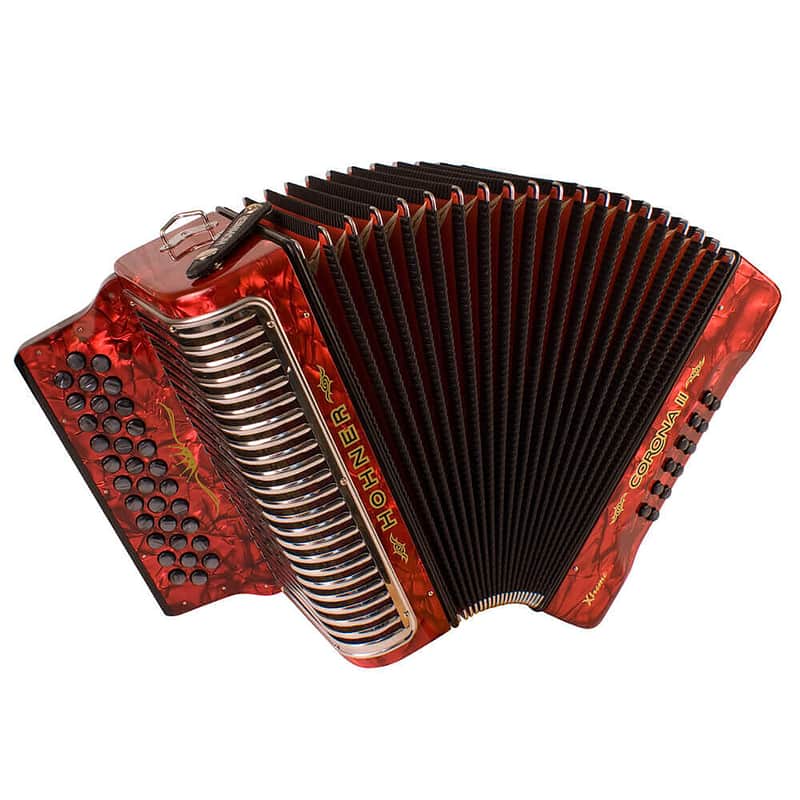 Hohner Corona II Xtreme Diatonic Button Accordion - GCF - Red image 1