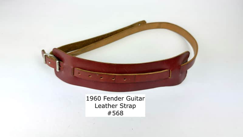 1960 Fender Red/Brown Leather Guitar Strap/Anchor Stamped Buckle Original Vintage Strap image 1