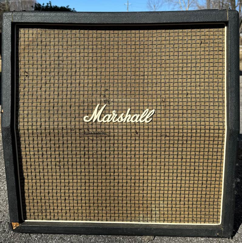 1970s Marshall 1960A 100 Watt 4x12 Guitar Speaker Cabinet W/Celestion Greenback Speakers Rola Angled image 1