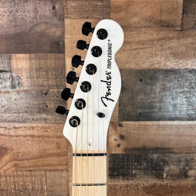 Fender Jack White Signature Triplesonic Acoustasonic Telecaster Satin Arctic White with Black Top, Free Ship, 113 image 8