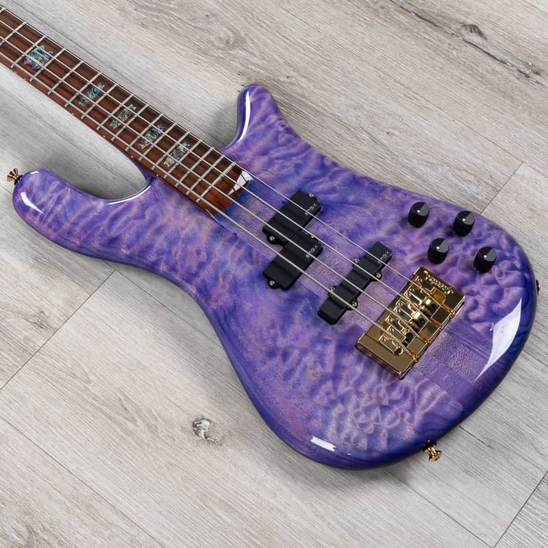Spector USA NS-2 Bass, Quilt Maple over Reclaimed Redwood, Ultra Violet image 1