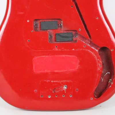 1976 Vintage Fender Precision Bass Bright Red Refinish Alder 4-Bolt BODY PBass 1970s USA image 3
