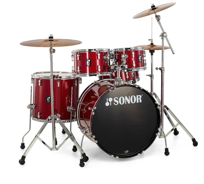 Drum Kit Sonor AQX Studio Includes Bronze Cymbals And Hardware, Red Moon Sparkle image 1