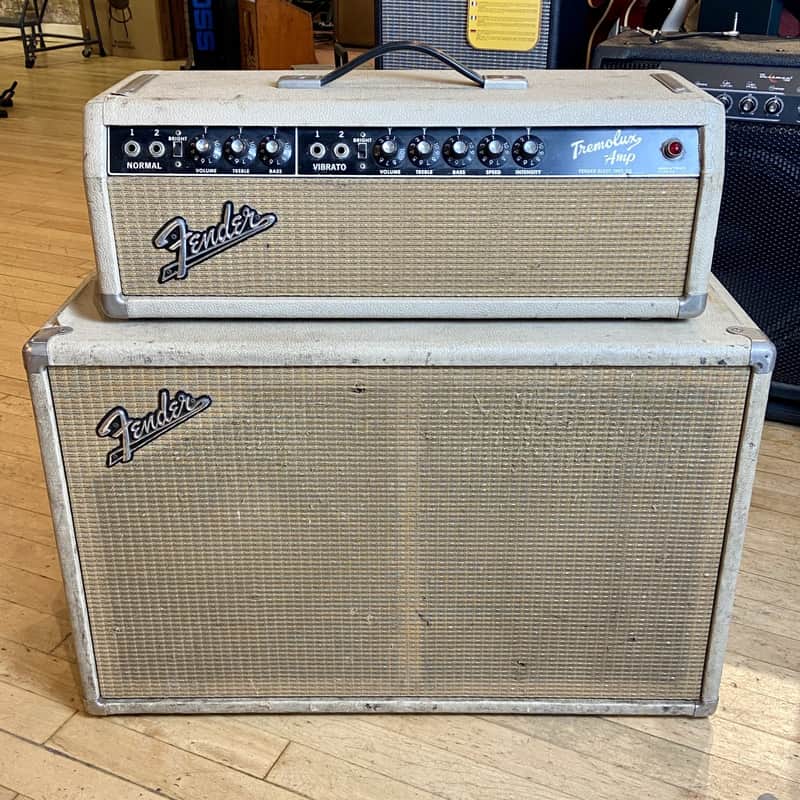 1964 Fender Tremolux Head & 2x10 Cabinet - Cream Tolex image 1