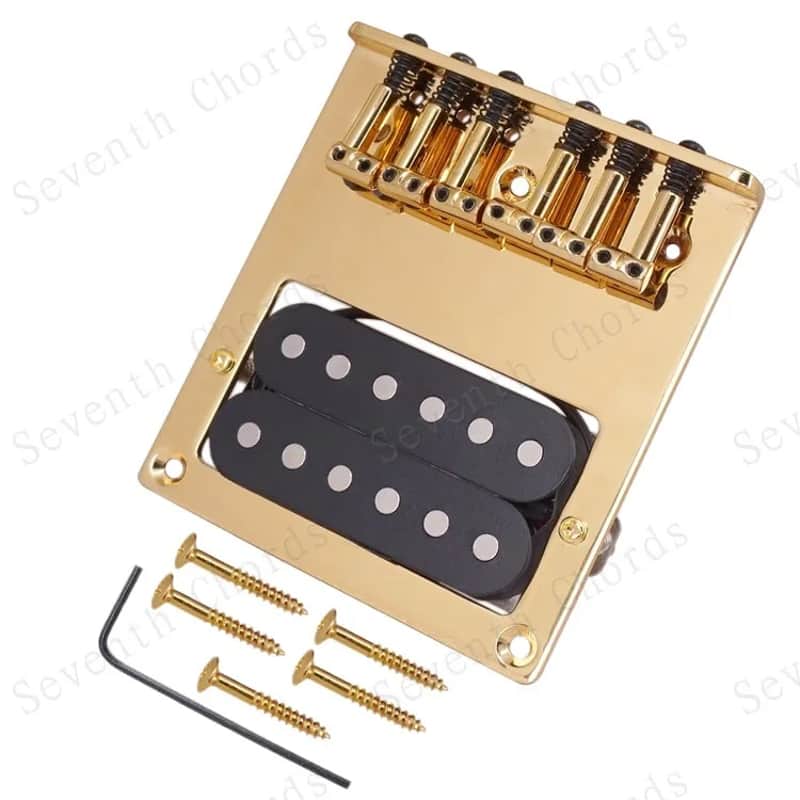 Gold Vintage Tele Style Guitar Bridge with Humbucker Pickup image 1